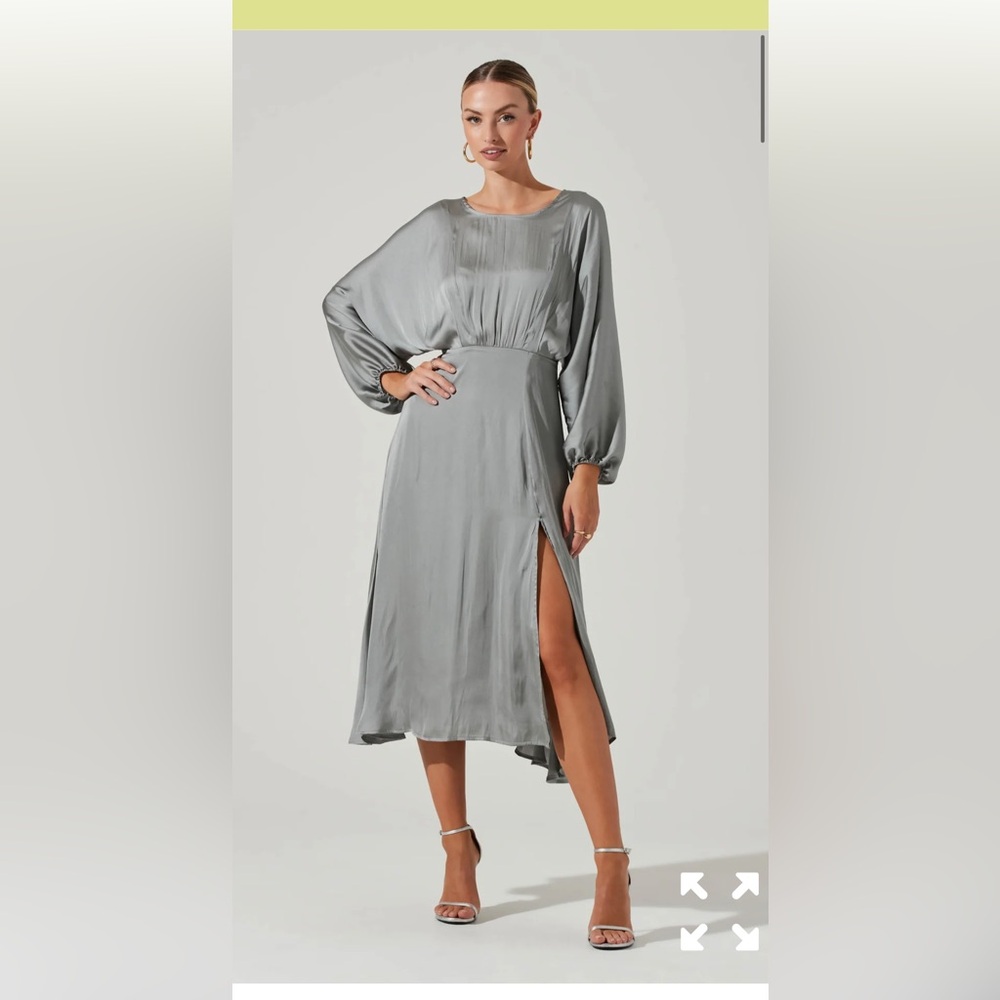 Midi Dress with Slit - cream not grey shown in photo